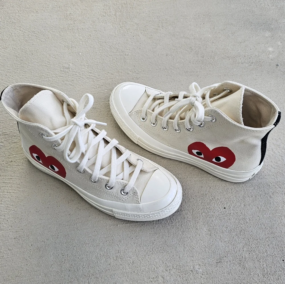 Comme des Garcons PLAY Cream Red Sneakers - Picture 15 of 16